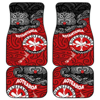 Maori Kotahitanga Car Mats Aotearoa Spirit with Maori Mask and Polynesian Art Tattoo