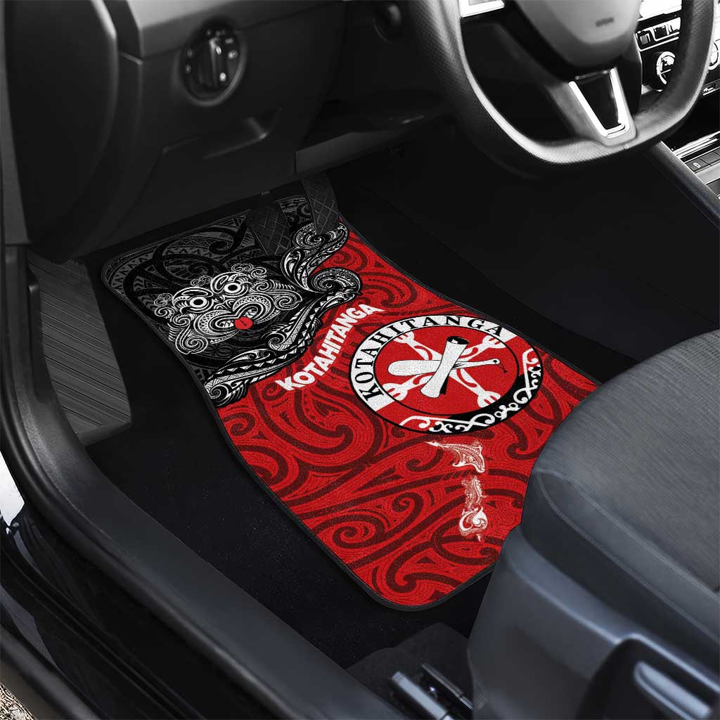 Maori Kotahitanga Car Mats Aotearoa Spirit with Maori Mask and Polynesian Art Tattoo