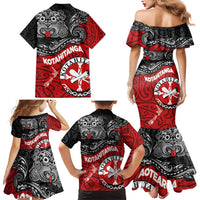 Maori Kotahitanga Family Matching Mermaid Dress and Hawaiian Shirt Aotearoa Spirit with Maori Mask and Polynesian Art Tattoo LT03 - Polynesian Pride