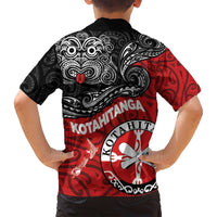 Maori Kotahitanga Family Matching Off Shoulder Maxi Dress and Hawaiian Shirt Aotearoa Spirit with Maori Mask and Polynesian Art Tattoo LT03 - Polynesian Pride