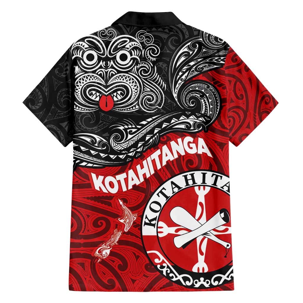 Maori Kotahitanga Family Matching Off Shoulder Short Dress and Hawaiian Shirt Aotearoa Spirit with Maori Mask and Polynesian Art Tattoo LT03 - Polynesian Pride