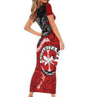 Maori Kotahitanga Family Matching Short Sleeve Bodycon Dress and Hawaiian Shirt Aotearoa Spirit with Maori Mask and Polynesian Art Tattoo LT03 - Polynesian Pride