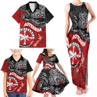 Maori Kotahitanga Family Matching Tank Maxi Dress and Hawaiian Shirt Aotearoa Spirit with Maori Mask and Polynesian Art Tattoo LT03 - Polynesian Pride