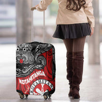 Maori Kotahitanga Luggage Cover Aotearoa Spirit with Maori Mask and Polynesian Art Tattoo