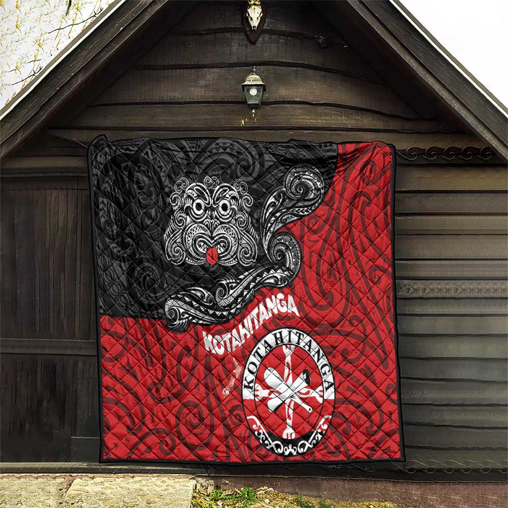 Maori Kotahitanga Quilt Aotearoa Spirit with Maori Mask and Polynesian Art Tattoo LT03 - Polynesian Pride