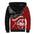 Maori Kotahitanga Sherpa Hoodie Aotearoa Spirit with Maori Mask and Polynesian Art Tattoo