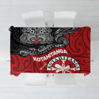 Maori Kotahitanga Tablecloth Aotearoa Spirit with Maori Mask and Polynesian Art Tattoo LT03 Red - Polynesian Pride