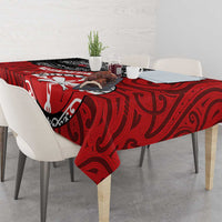 Maori Kotahitanga Tablecloth Aotearoa Spirit with Maori Mask and Polynesian Art Tattoo LT03 - Polynesian Pride