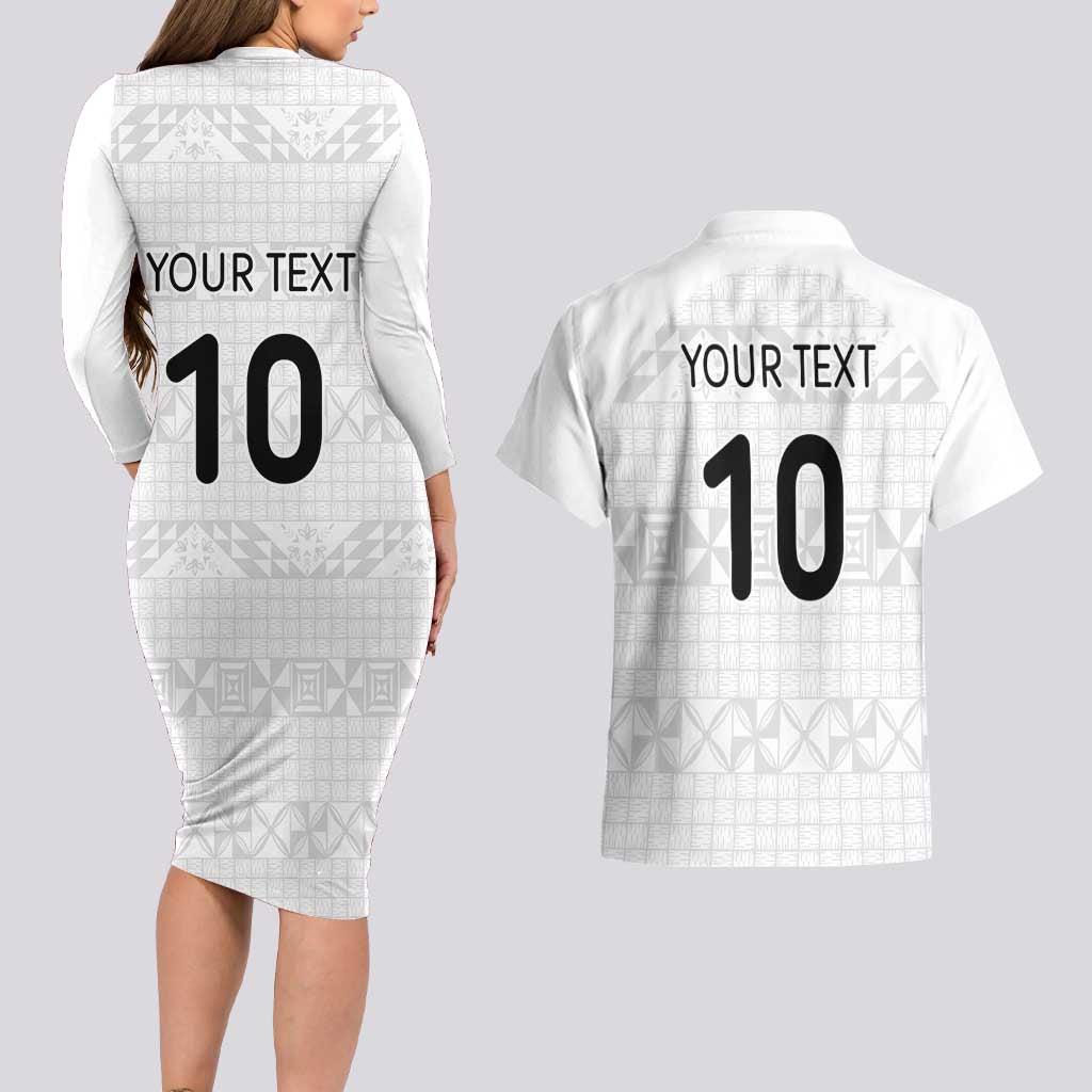 Custom Tonga Ngatu Art Rugby Mate Ma'a Couples Matching Long Sleeve Bodycon Dress and Hawaiian Shirt - Polynesian Pride