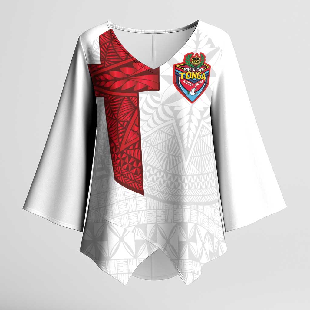 Custom Tonga Ngatu Art Rugby Mate Ma'a Kimono Sleeve Blouse - Polynesian Pride