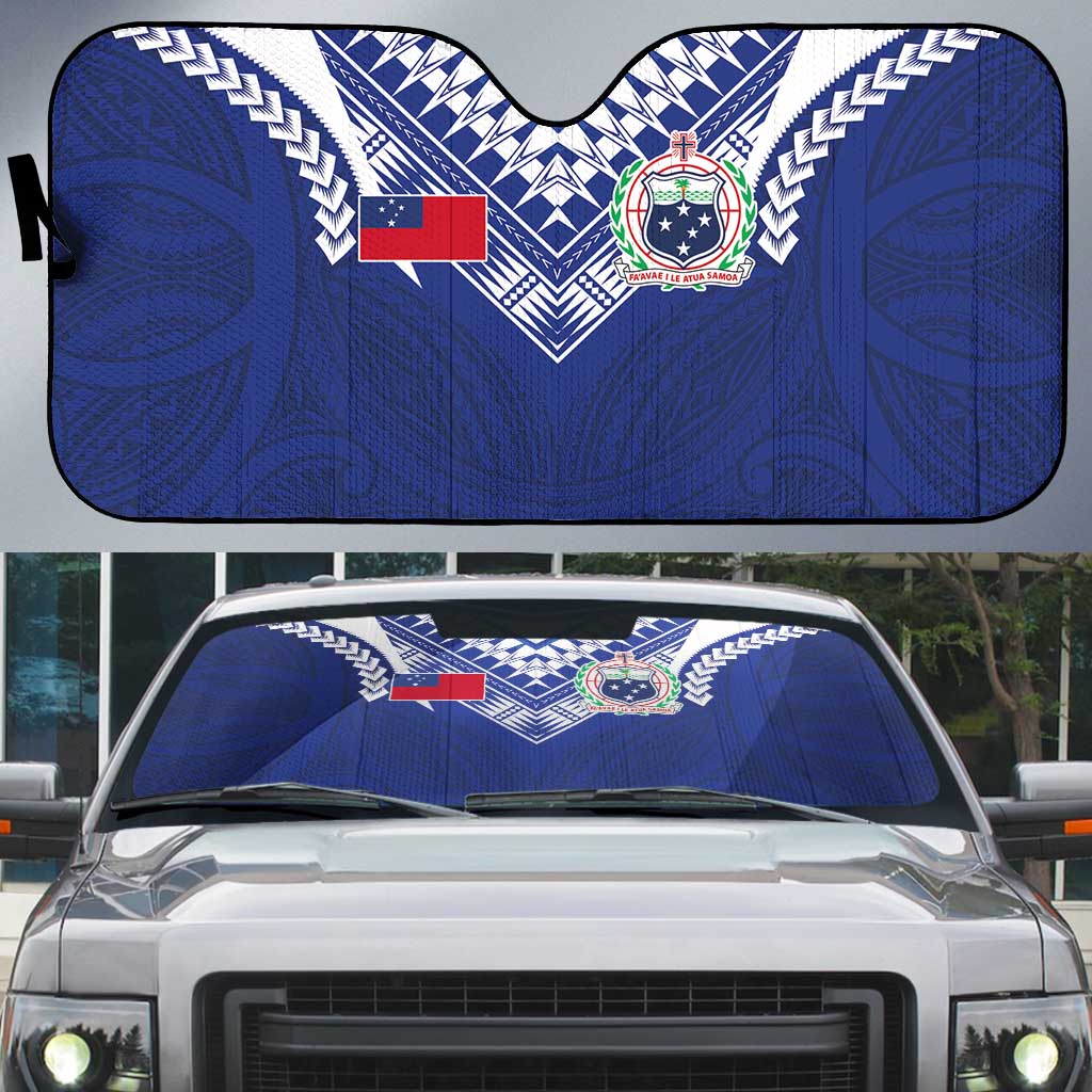 Samoa Rugby Auto Sun Shade Pacific Motifs - Polynesian Pride