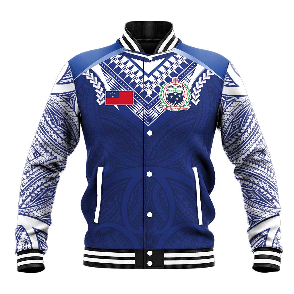 Custom Samoa Rugby Baseball Jacket Pacific Motifs - Polynesian Pride