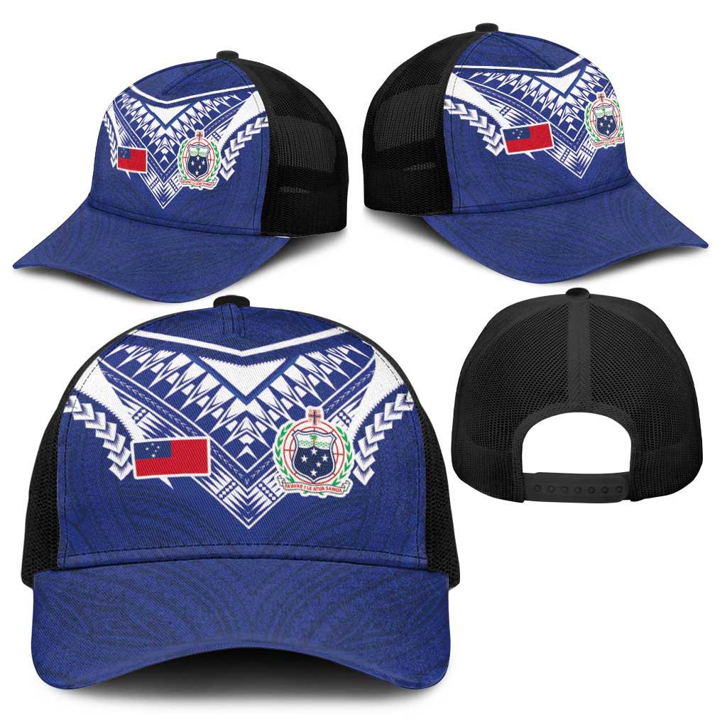 Samoa Rugby Baseball Net Cap Pacific Motifs - Polynesian Pride