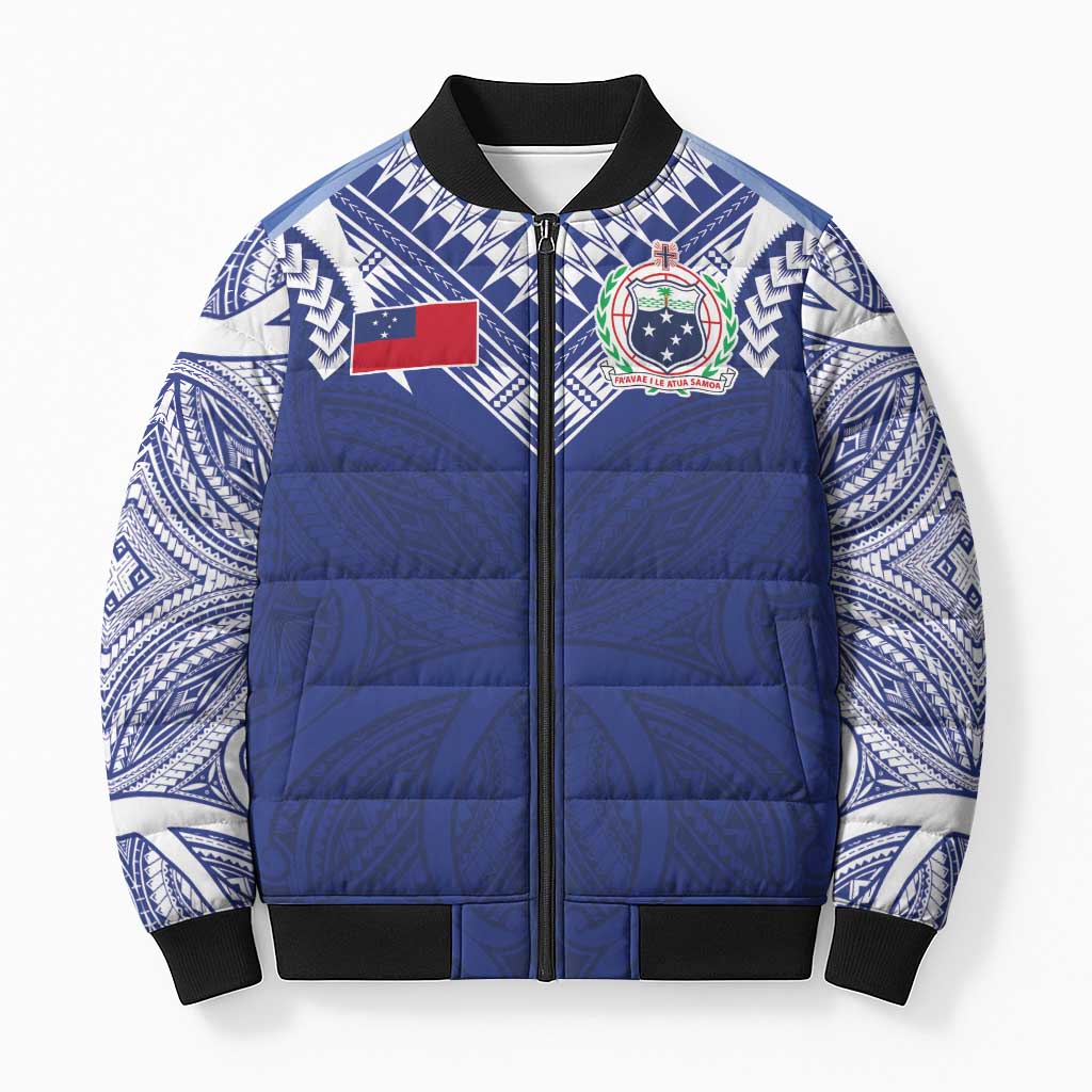 Custom Samoa Rugby Bomber Puffer Jacket Pacific Motifs - Polynesian Pride