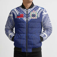 Custom Samoa Rugby Bomber Puffer Jacket Pacific Motifs - Polynesian Pride