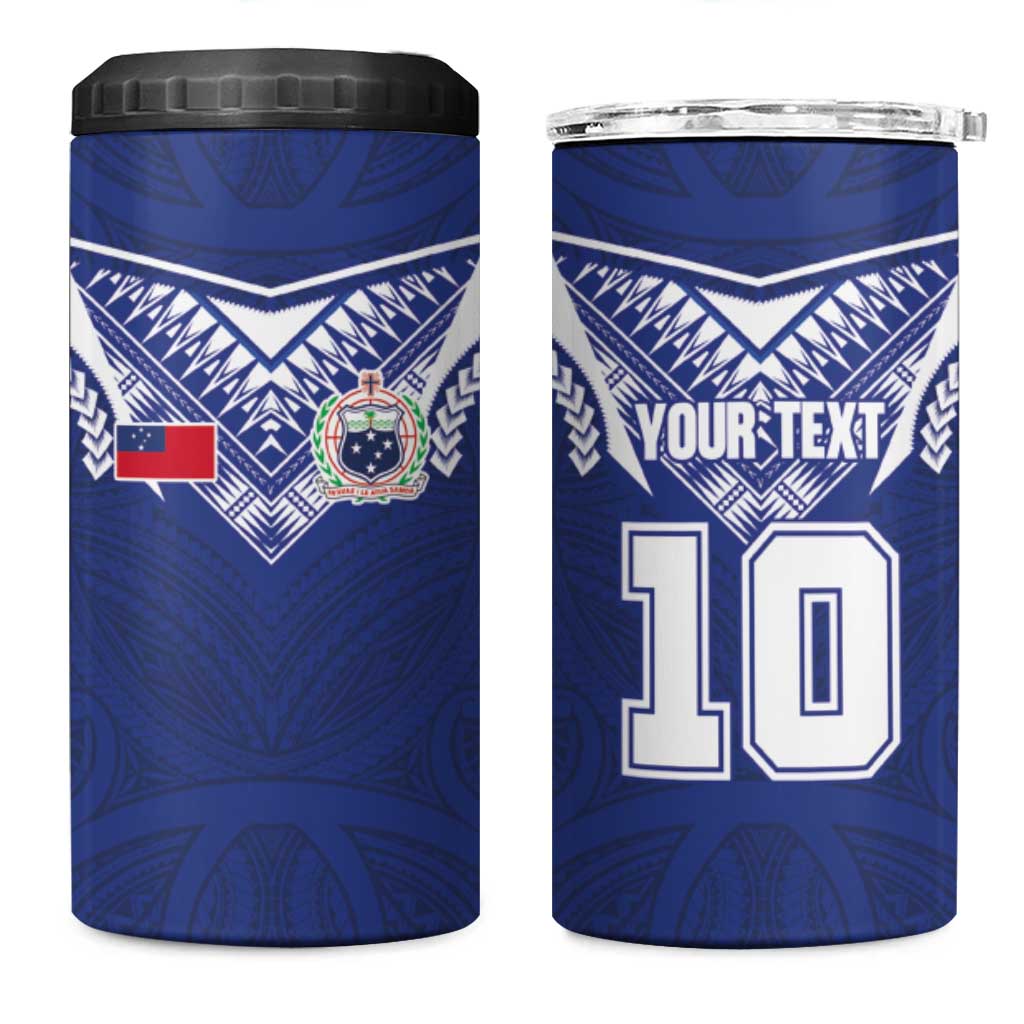 Custom Samoa Rugby 4 in 1 Can Cooler Tumbler Pacific Motifs - Polynesian Pride
