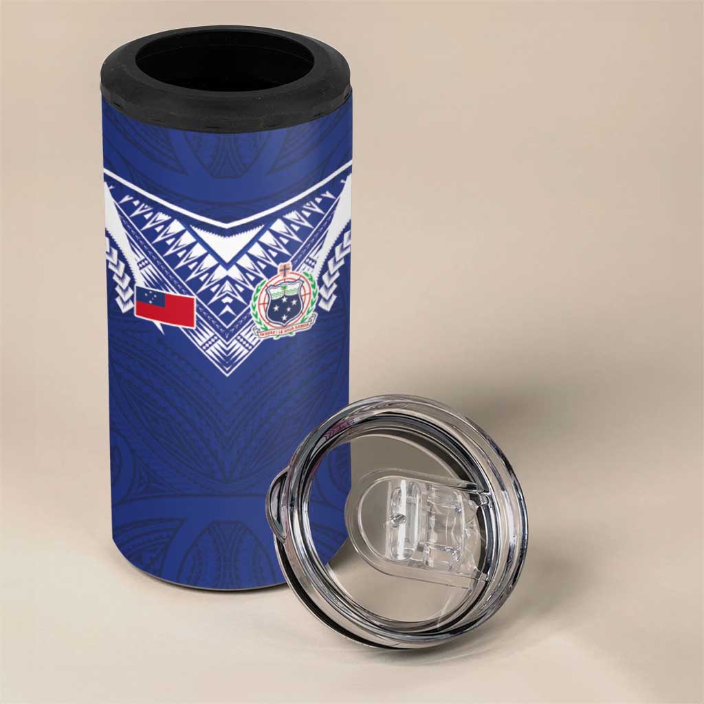 Custom Samoa Rugby 4 in 1 Can Cooler Tumbler Pacific Motifs - Polynesian Pride