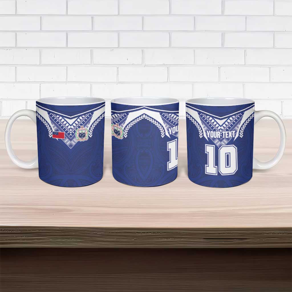 Custom Samoa Rugby Ceramic Mug Pacific Motifs - Polynesian Pride