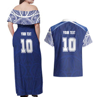 Custom Samoa Rugby Couples Matching Off Shoulder Maxi Dress and Hawaiian Shirt Pacific Motifs - Polynesian Pride