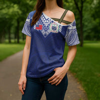 Custom Samoa Rugby Cross Shoulder Shirt Pacific Motifs - Polynesian Pride