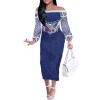 Custom Samoa Rugby Family Matching Off The Shoulder Long Sleeve Dress and Hawaiian Shirt Pacific Motifs - Polynesian Pride