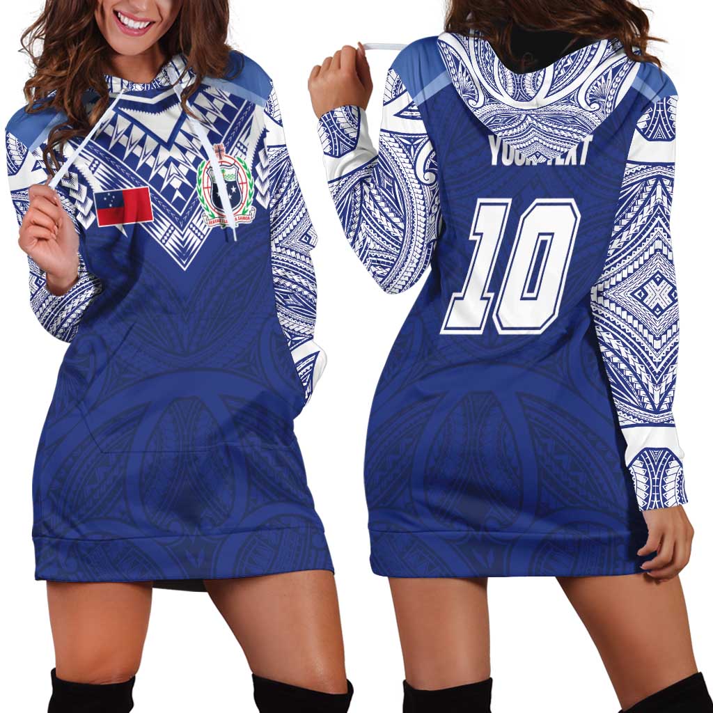 Custom Samoa Rugby Hoodie Dress Pacific Motifs - Polynesian Pride