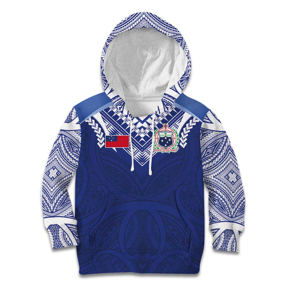 Custom Samoa Rugby Kid Hoodie Pacific Motifs - Polynesian Pride