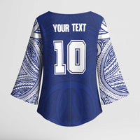 Custom Samoa Rugby Kimono Sleeve Blouse Pacific Motifs - Polynesian Pride