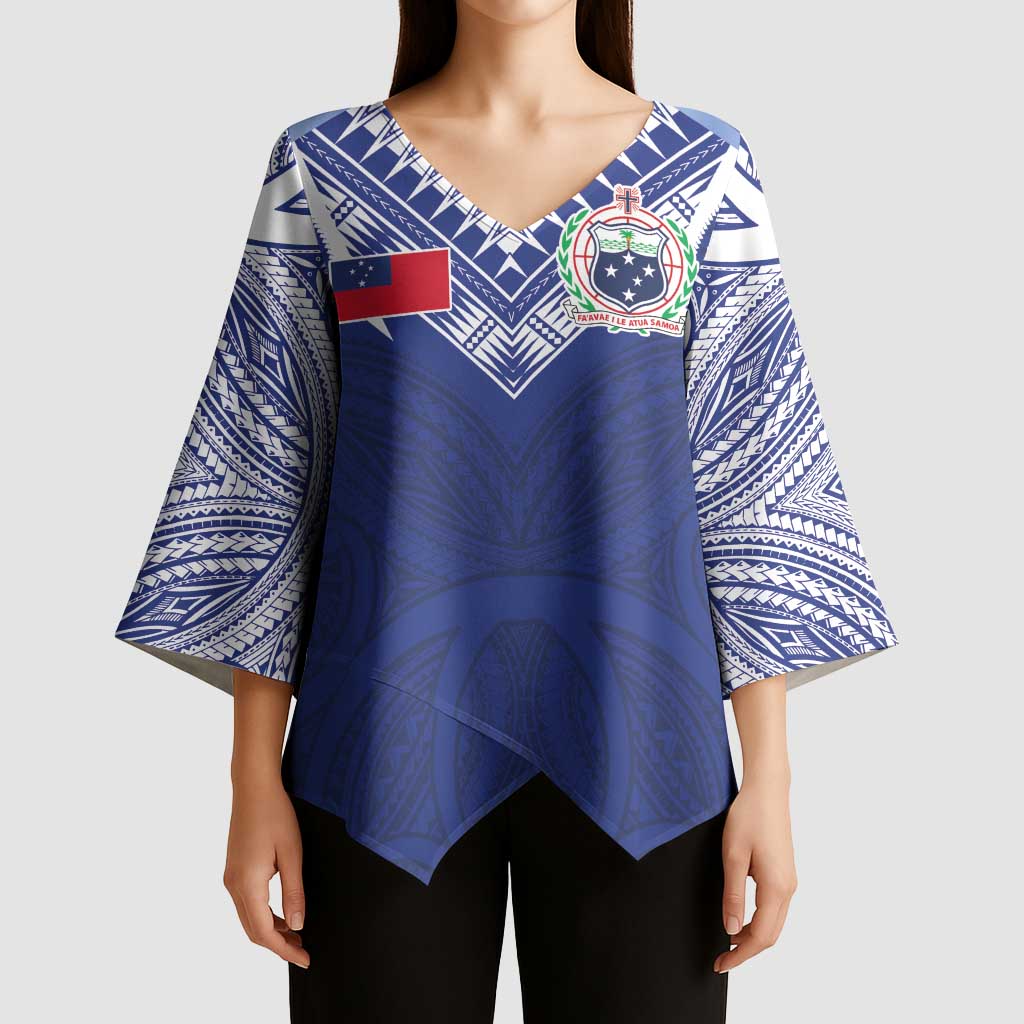 Custom Samoa Rugby Kimono Sleeve Blouse Pacific Motifs - Polynesian Pride