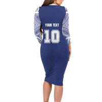 Custom Samoa Rugby Long Sleeve Bodycon Dress Pacific Motifs - Polynesian Pride