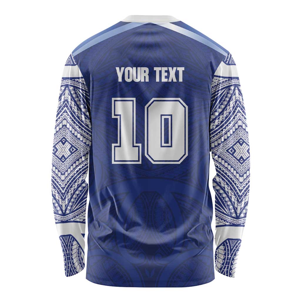 Custom Samoa Rugby Long Sleeve Shirt Pacific Motifs - Polynesian Pride