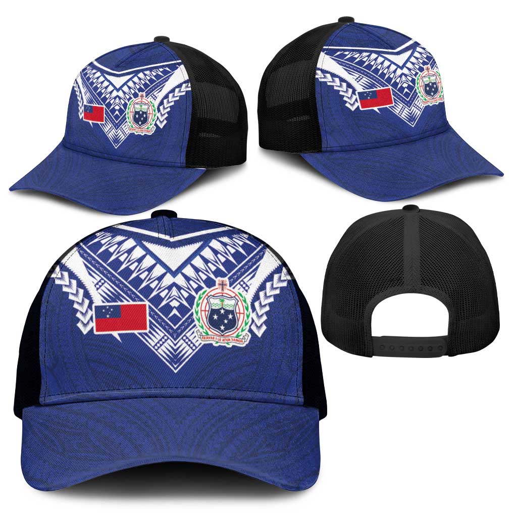 Samoa Rugby Mesh Trucker Cap Pacific Motifs - Polynesian Pride