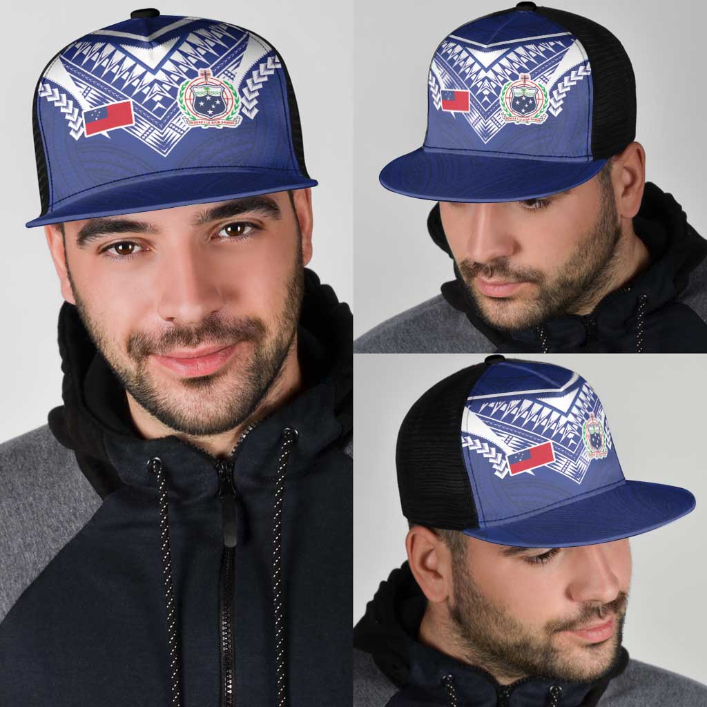 Samoa Rugby Mesh Trucker Cap Pacific Motifs - Polynesian Pride