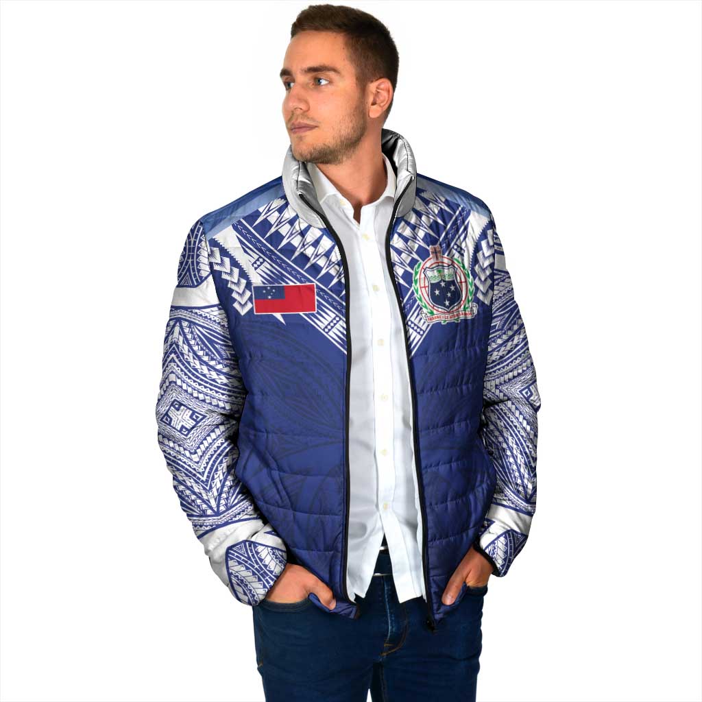 Custom Samoa Rugby Padded Jacket Pacific Motifs - Polynesian Pride