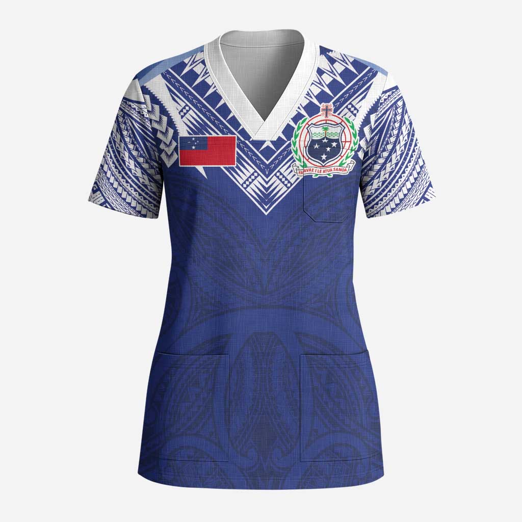 Custom Samoa Rugby Scrub Top Pacific Motifs - Polynesian Pride
