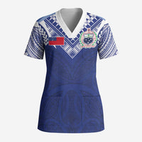 Custom Samoa Rugby Scrub Top Pacific Motifs - Polynesian Pride