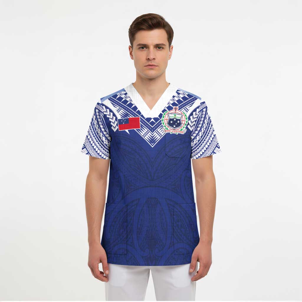 Custom Samoa Rugby Scrub Top Pacific Motifs - Polynesian Pride