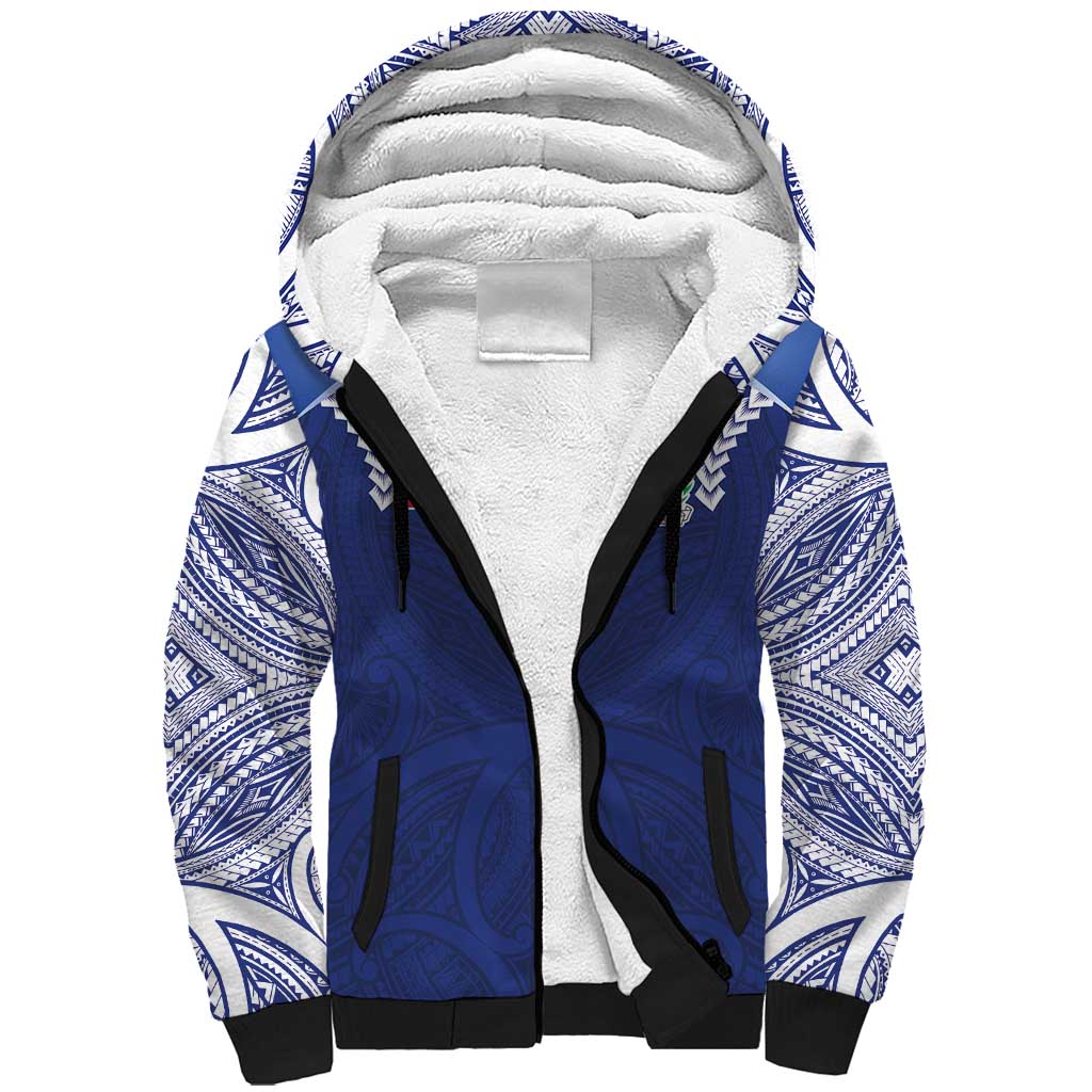 Custom Samoa Rugby Sherpa Hoodie Pacific Motifs - Polynesian Pride