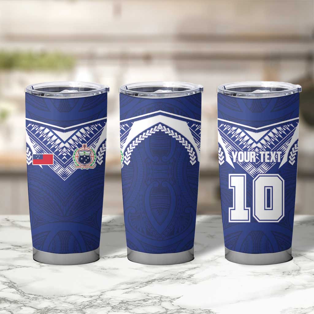 Custom Samoa Rugby Tumbler Cup Pacific Motifs - Polynesian Pride