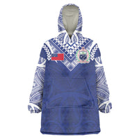 Custom Samoa Rugby Wearable Blanket Hoodie Pacific Motifs - Polynesian Pride