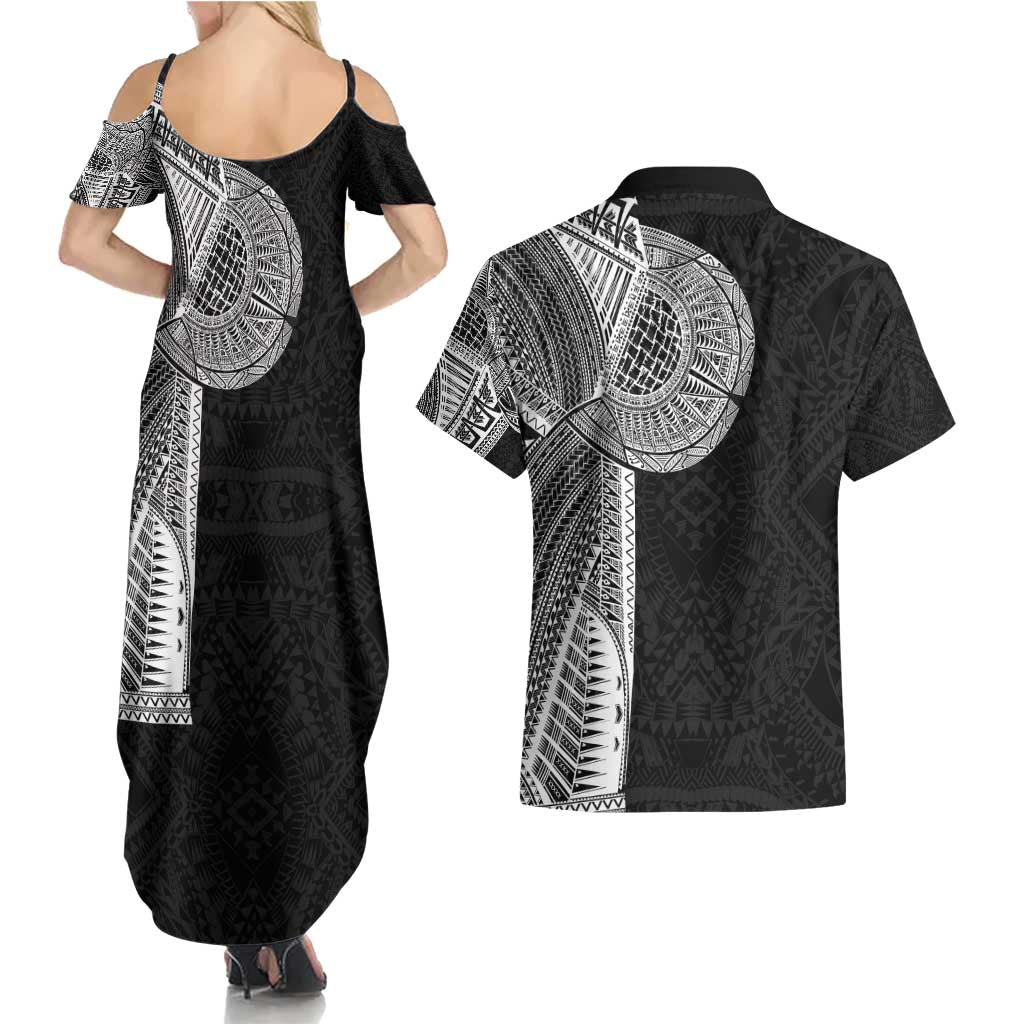 Samoan Tatau Couples Matching Summer Maxi Dress and Hawaiian Shirt Art Tribal Traditional Tattoos - Polynesian Pride