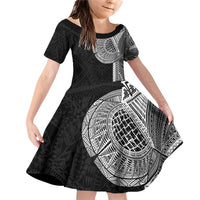 Samoan Tatau Family Matching Off Shoulder Short Dress and Hawaiian Shirt Art Tribal Traditional Tattoos - Polynesian Pride