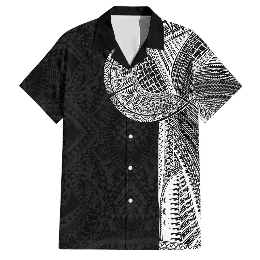 Samoan Tatau Family Matching Puletasi and Hawaiian Shirt Art Tribal Traditional Tattoos LT03 Dad's Shirt - Short Sleeve Black - Polynesian Pride