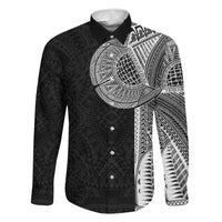 Samoan Tatau Family Matching Puletasi and Hawaiian Shirt Art Tribal Traditional Tattoos LT03 Dad's Shirt - Long Sleeve Black - Polynesian Pride