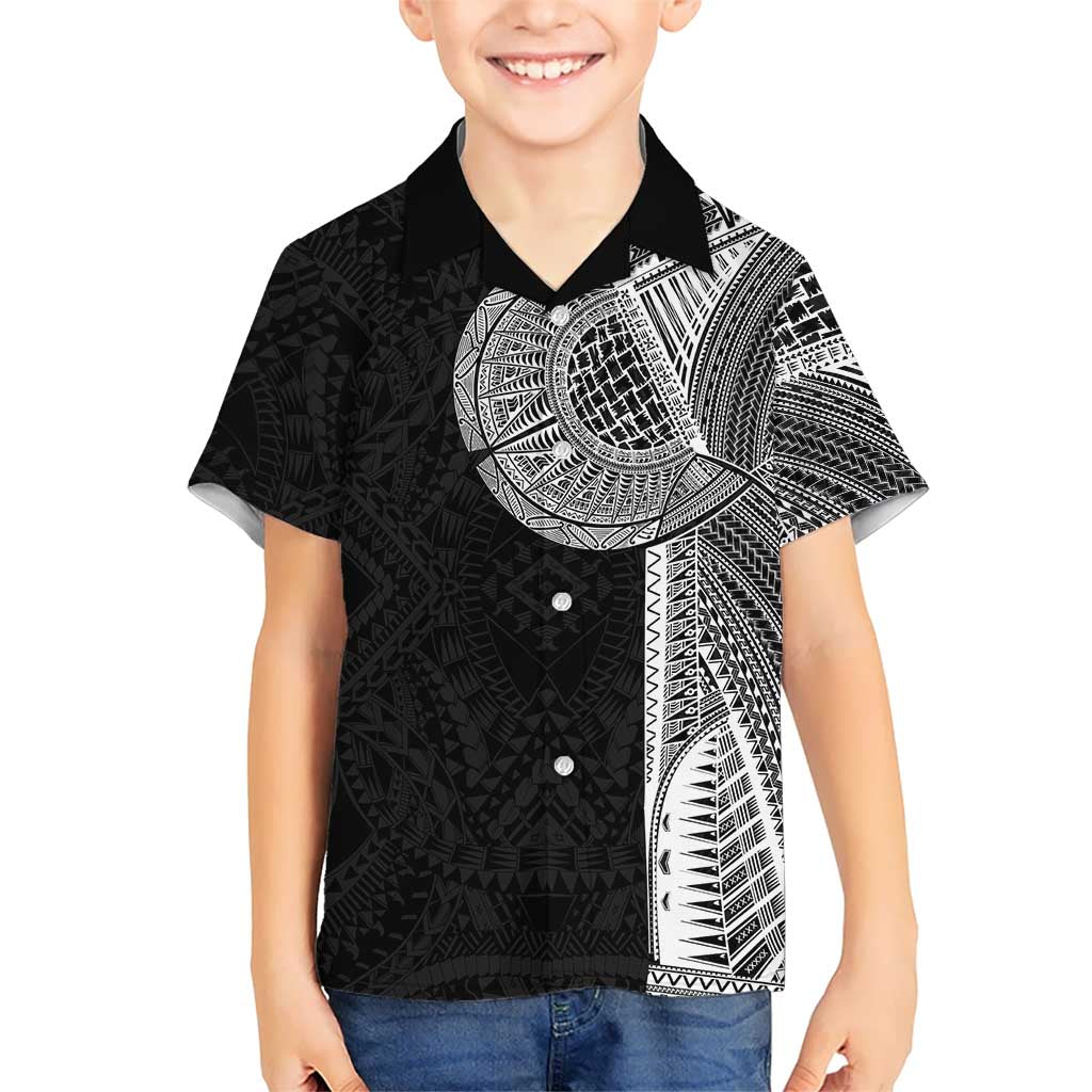 Samoan Tatau Family Matching Puletasi and Hawaiian Shirt Art Tribal Traditional Tattoos LT03 Son's Shirt Black - Polynesian Pride