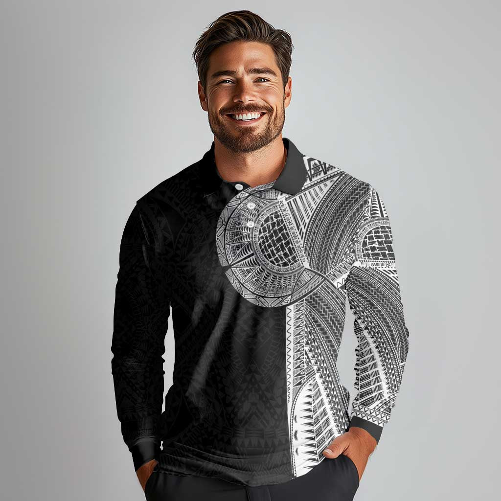 Samoan Tatau Long Sleeve Polo Shirt Art Tribal Traditional Tattoos - Polynesian Pride
