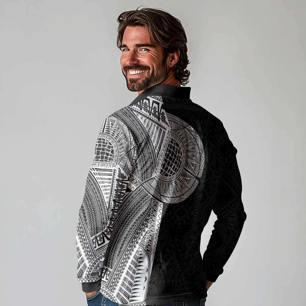 Samoan Tatau Long Sleeve Polo Shirt Art Tribal Traditional Tattoos - Polynesian Pride