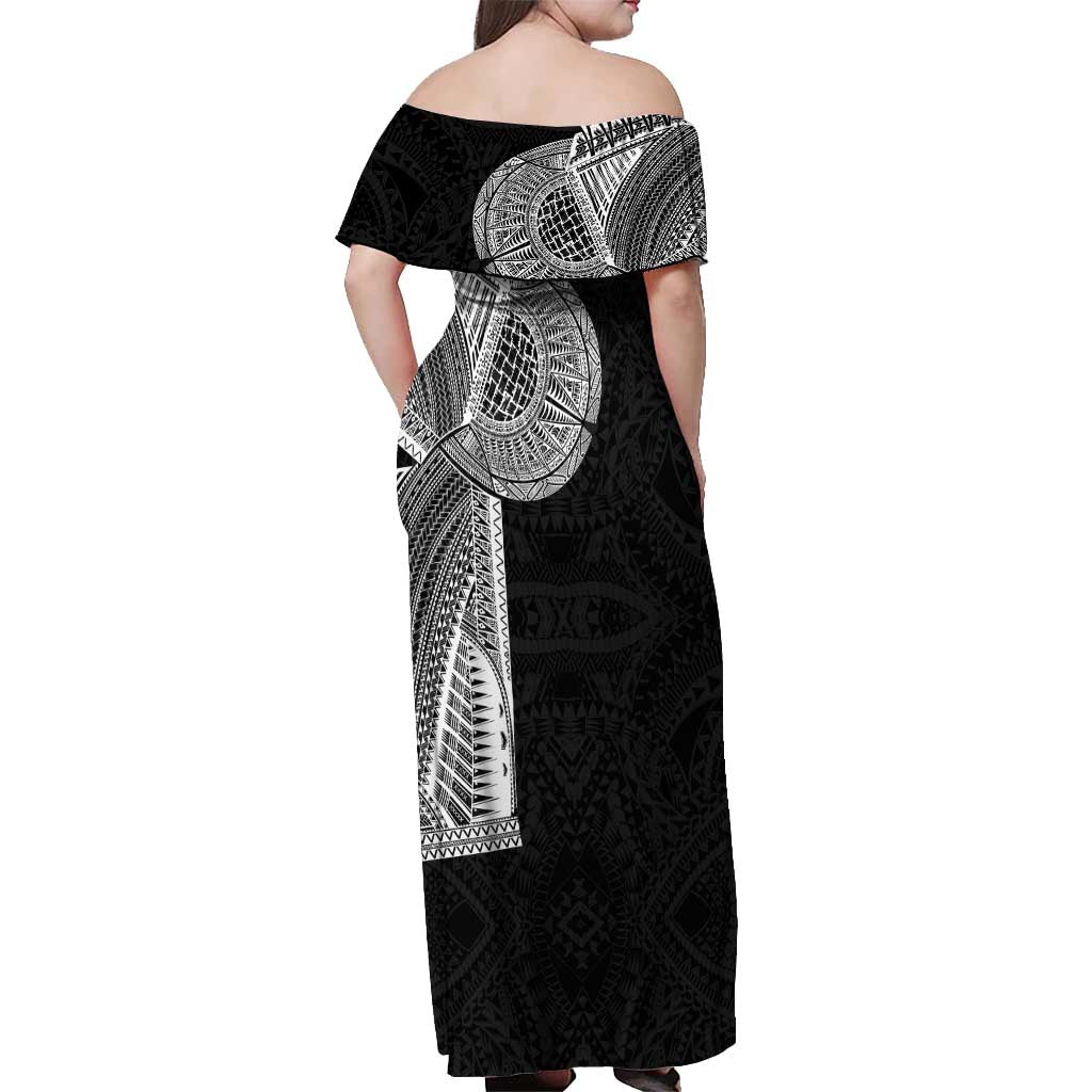 Samoan Tatau Off Shoulder Maxi Dress Art Tribal Traditional Tattoos - Polynesian Pride