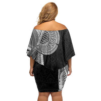 Samoan Tatau Off Shoulder Short Dress Art Tribal Traditional Tattoos - Polynesian Pride