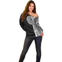 Samoan Tatau Off Shoulder Sweater Art Tribal Traditional Tattoos - Polynesian Pride